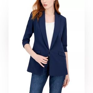 INC womens menswear blazer indigo sea medium